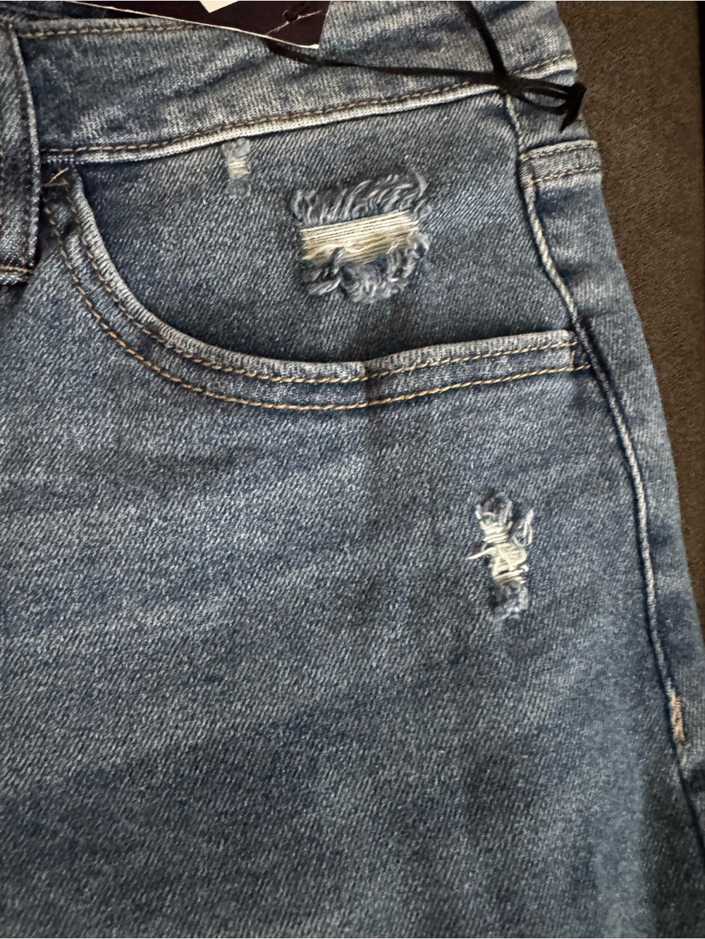 Ava & Viv Distressed Mid-Blue Denim Jean Shorts - Picture 3 of 7